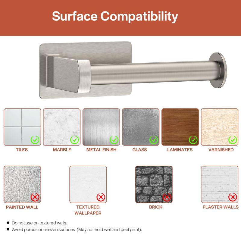 Self-Adhesive Stainless Steel Single Post Wall Mounted Toilet Paper Roll Holder, Brushed Nickel - Brushed Nickel - N/A