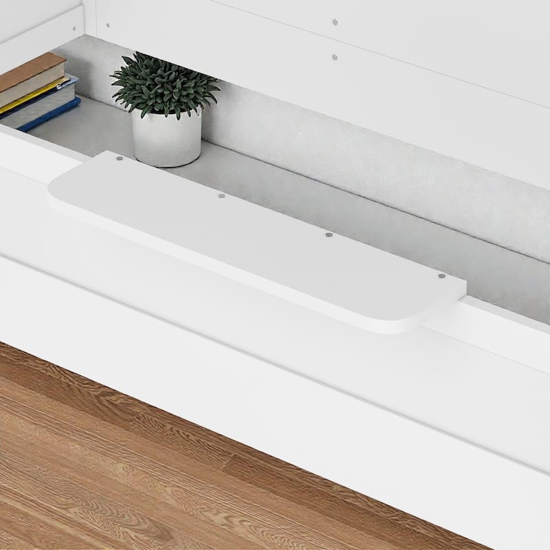 Kids House Floor Bed with Guardrails and Roof, Built-in Tray and Signboard, Montessori Floor Bed for Toddlers