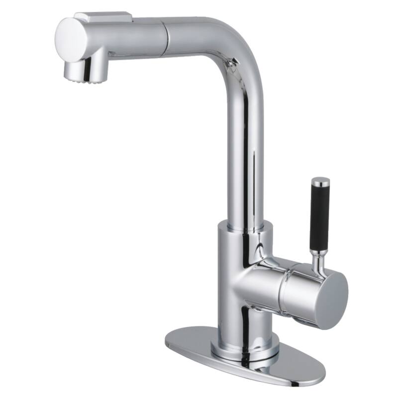 Kingston Brass Kaiser Single-Handle 1-or-3 Hole Deck Mount Pull-Out Sprayer Kitchen Faucet - Polished Chrome
