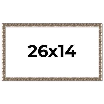 26x14 Frame Silver Versailles Ornate Solid Wood Picture Frame | 1 Inch