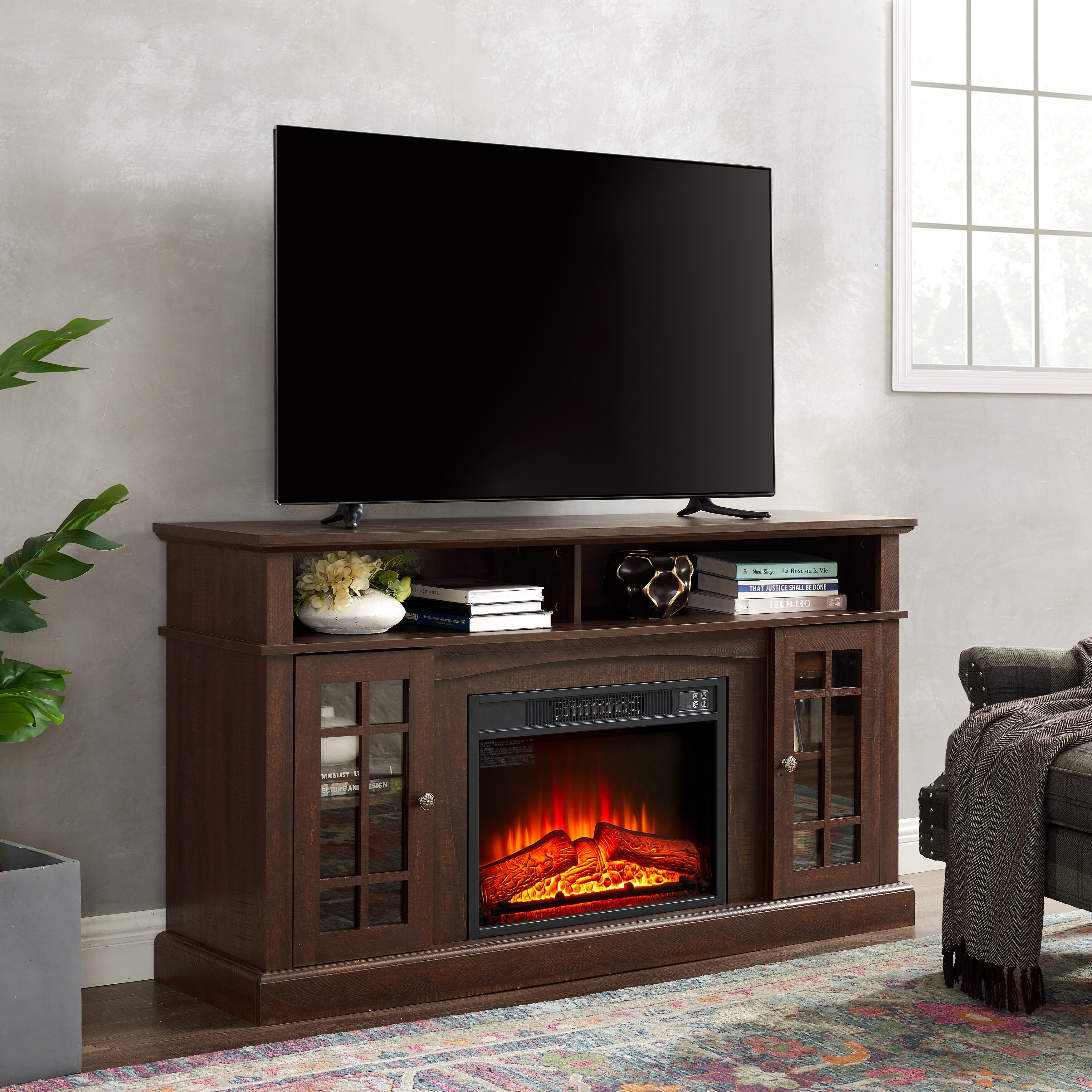 Fireplace tv stand 45 inches wide hotsell