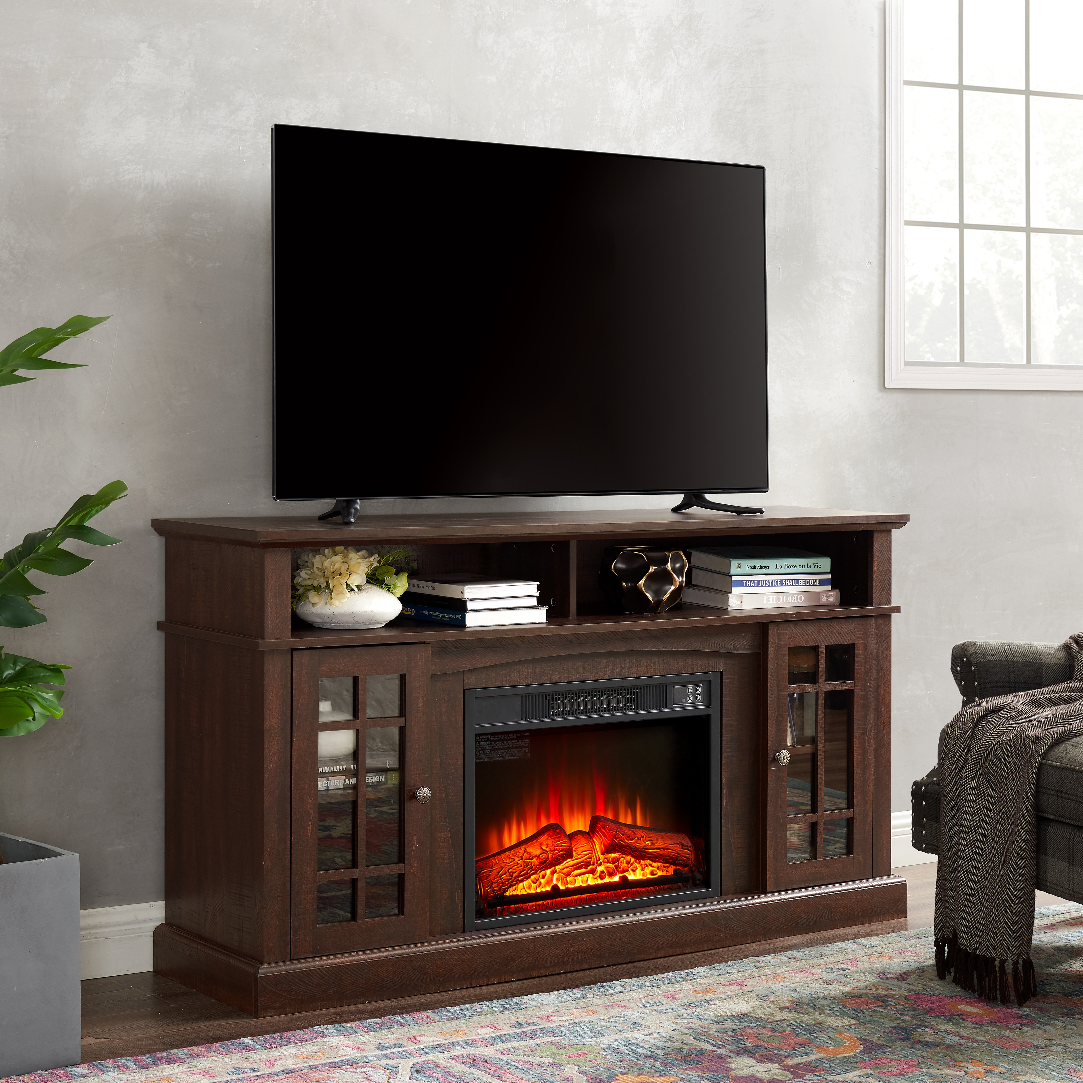Electric fireplace insert for sales tv stand
