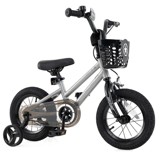 Kids Bike with Basket Adjustable Seat and Training Wheels