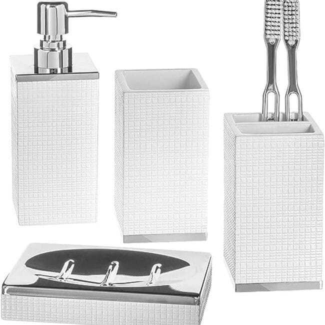 Brushed Nickel 6 Piece Toilet Brush Bathroom Accessories Set – Creative  Scents