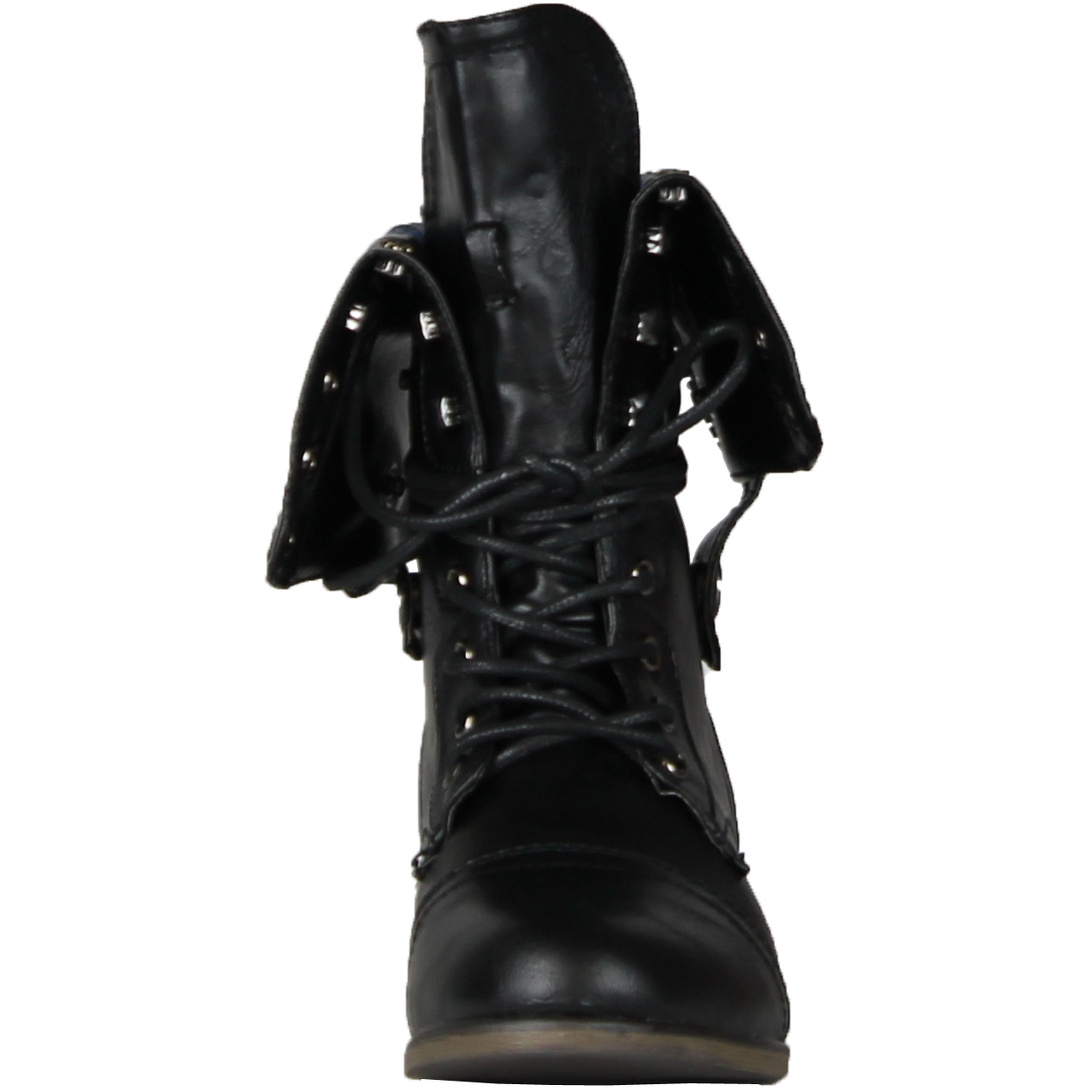 Black fold down combat boots