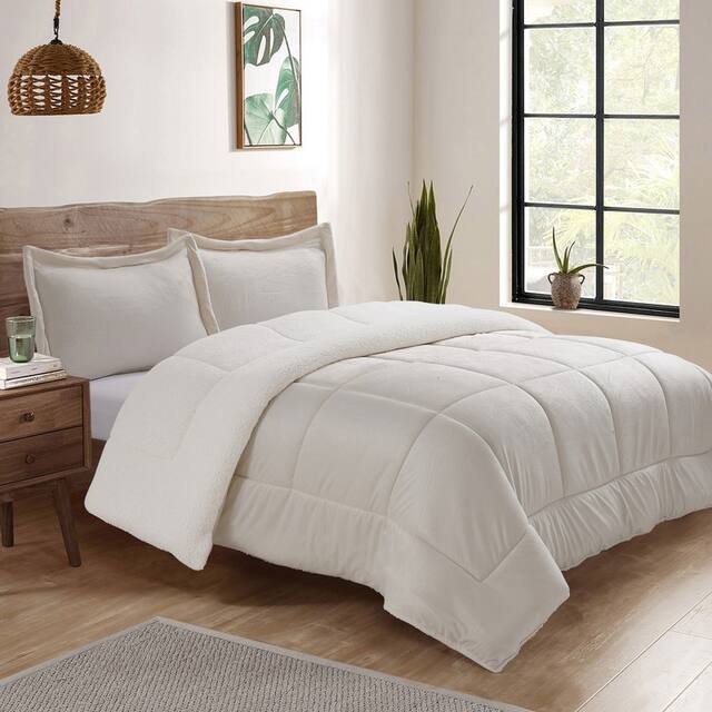 Swift Home Reversible Imitation Micro-mink and Sherpa Down Alternative Bedding Comforter Set