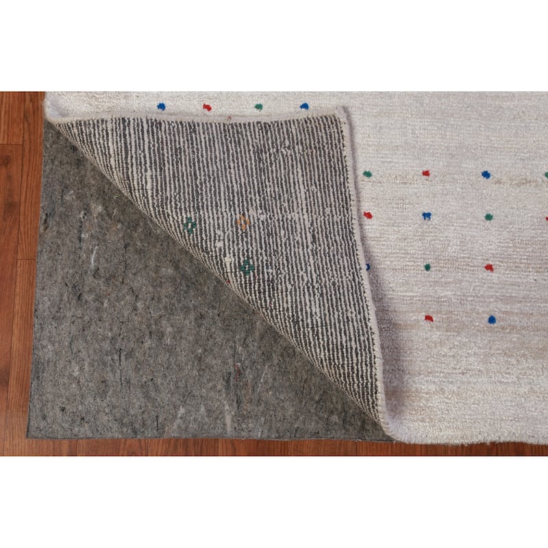 Silver Gray Gabbeh Oriental Area Rug Hand-Knotted Tribal Silk Carpet - 9'3" x 12'4"