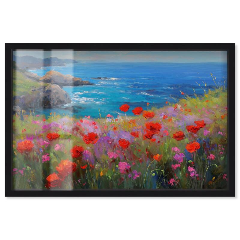 Ocean View Bloom II Shadowbox by Art Remedy - Black - 54" x 36"