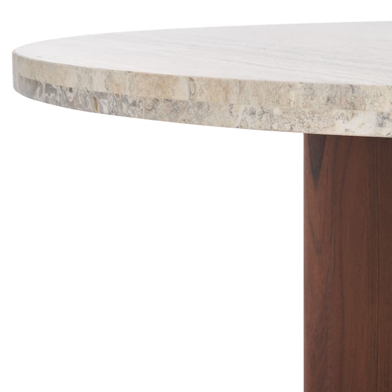 SAFAVIEH Couture Shayna Solid Wood/Travertine Coffee Table - 35Wx35Dx17H