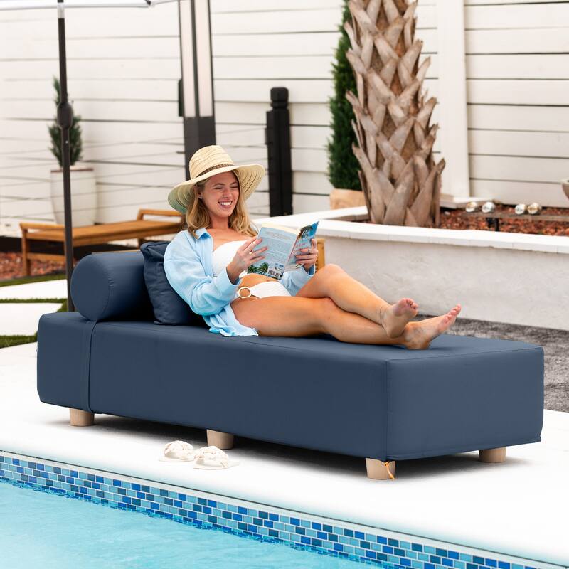 Jaxx Alvy Outdoor Sun Lounger - Luxurious Sunbed with Wood Feet Sunbrella