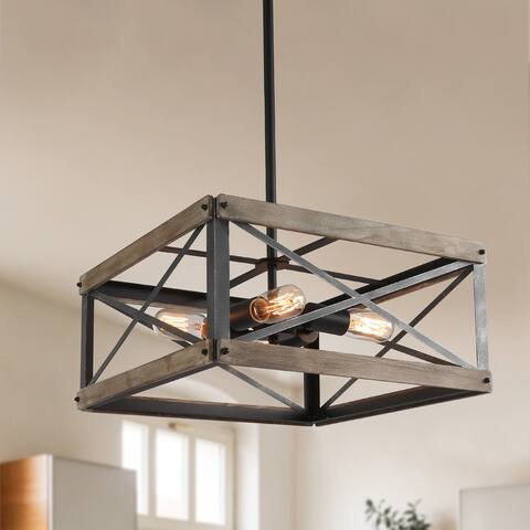 The Gray Barn Peaceful Pine 4-light Rustic Chandelier Kitchen Island Ceiling Hanging Pendant - W18" x W18" x H 8.3"
