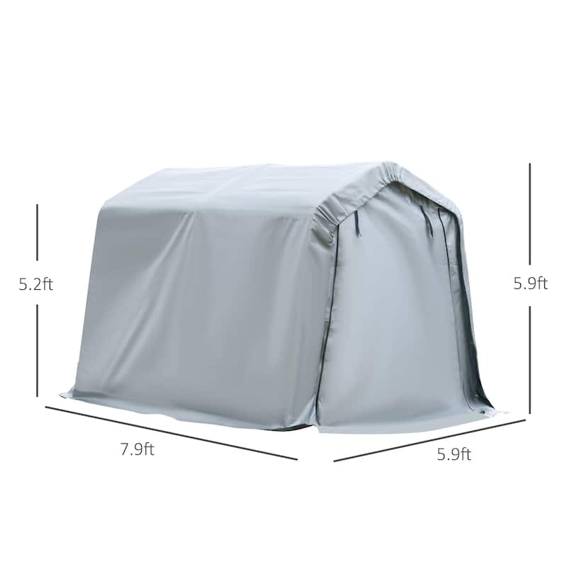 Outsunny 8' L x 6' W Heavy Duty Outdoor Carport Awning/Canopy with Weather-Fighting Material & Stakes / Guy Wire Kit