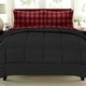 preview thumbnail 1 of 3, Sweet Home Collection Burgundy Black Buffalo Check Sheet & Solid Black Comforter Set
