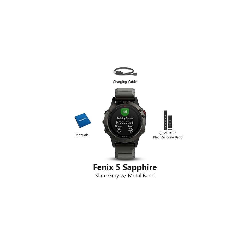 Shop Refurbished Garmin Fenix 5 Sapphire Slate Gray W Metal Band Gps Watch Overstock 28958229