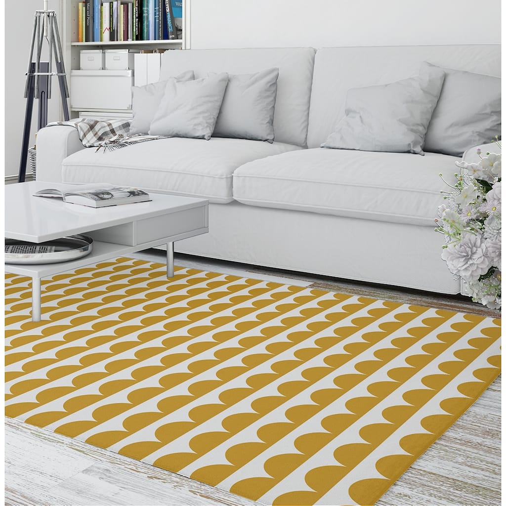 Mid-century Scallop Mustard Area Rug by Kavka Designs