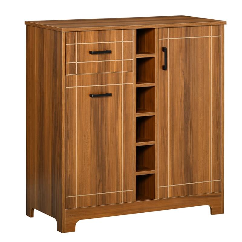 Retro Wine Cabinet for 6 Bottles,Sideboard with Glass Holders,1 Drawer