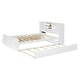 preview thumbnail 42 of 50, Full Size Wood Pltaform Bed with Twin Size Trundle, 3 Drawers, Upper Shelves and a set of USB Ports & Sockets