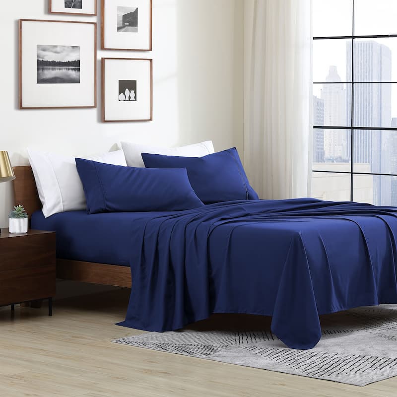 Swift Home Double Brushed Ultra Soft Microfiber Sheets 4-Piece Sheet Set Bedding Set - Assorted Colors - Royal Blue - King