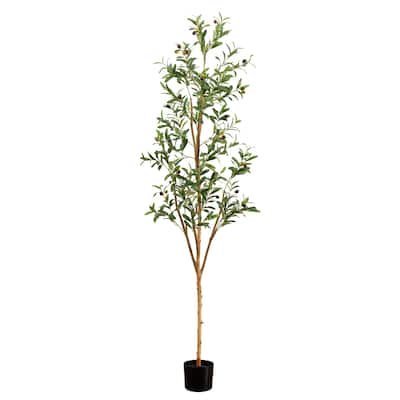 6' Artificial Olive Tree with Natural Trunk - Green