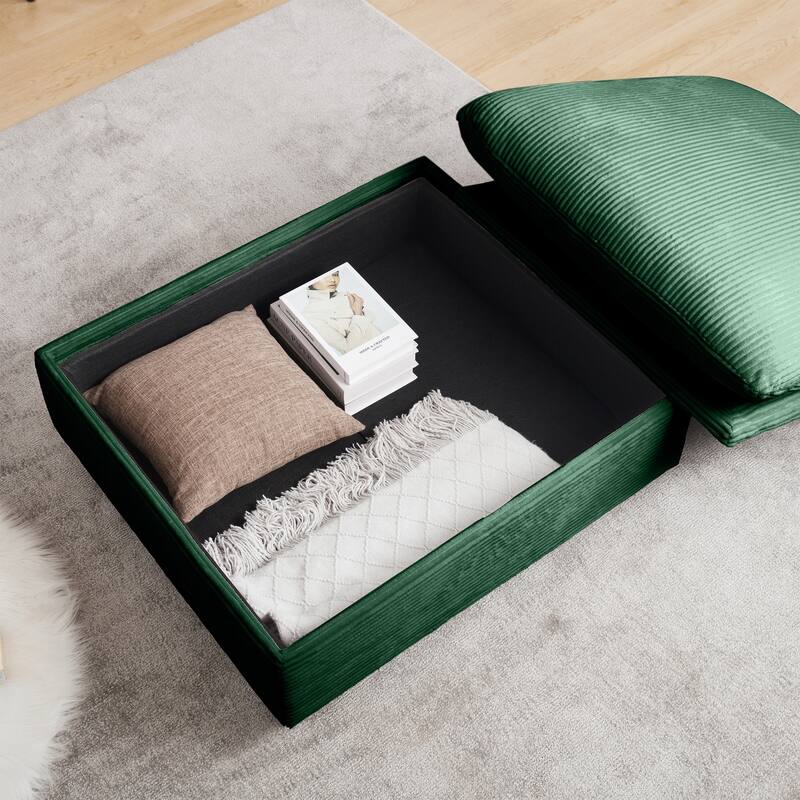 GDFStudio- Ravenscroft Corduroy Modular Sofa With Storage Ottoman