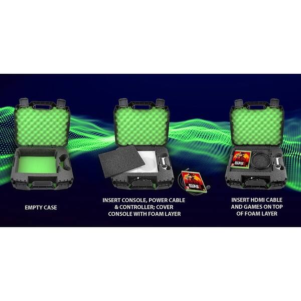 Shop Casematix Console Carrying Travel Case Custom Designed To Fit Xbox One S 1tb Black Green On Sale Overstock 30104630