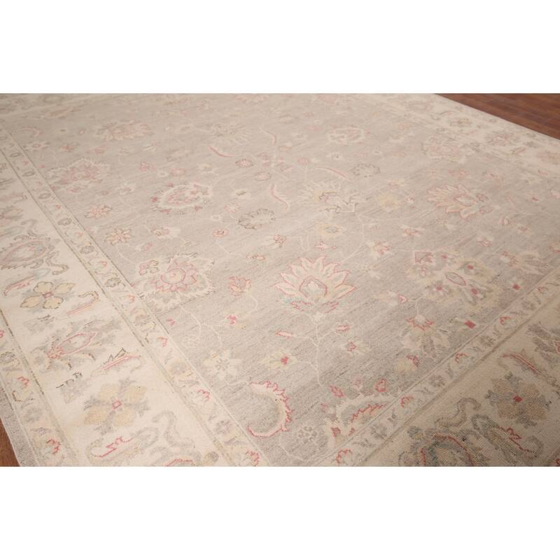 Hand Knotted Oriental 100% Wool Carpet Transitional All-Over Beige & Ivories Oushak Area Rug - 10' 2'' X 8' 2''