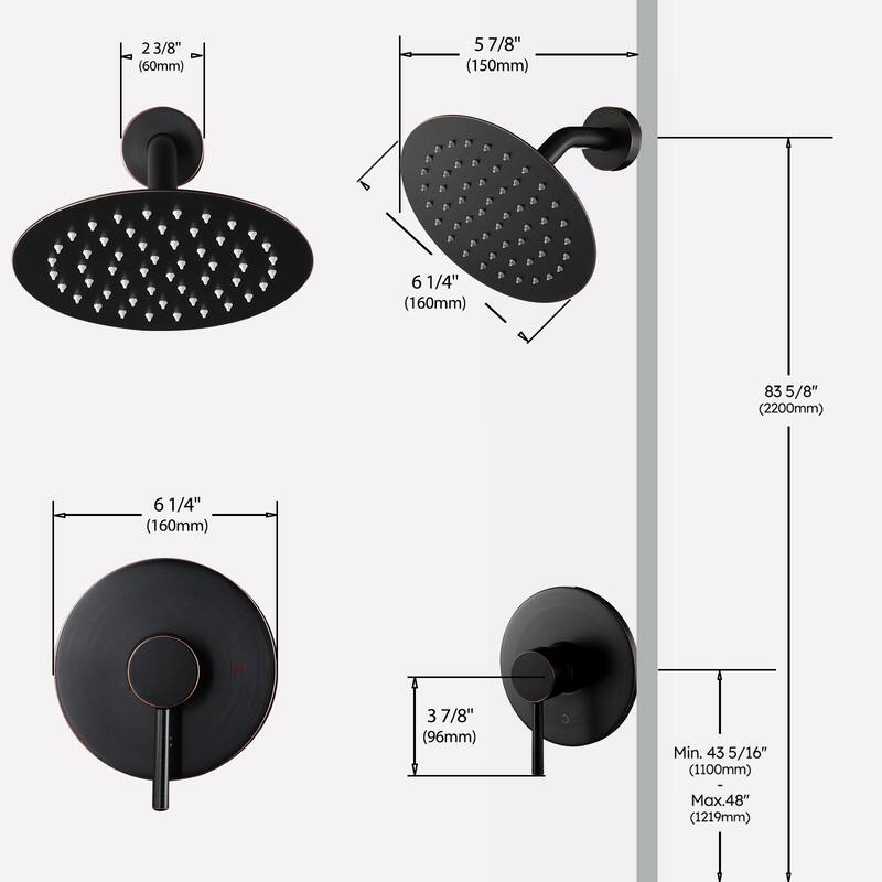 WOWOW Wall Mounted Bathroom Shower Faucet Valve Included