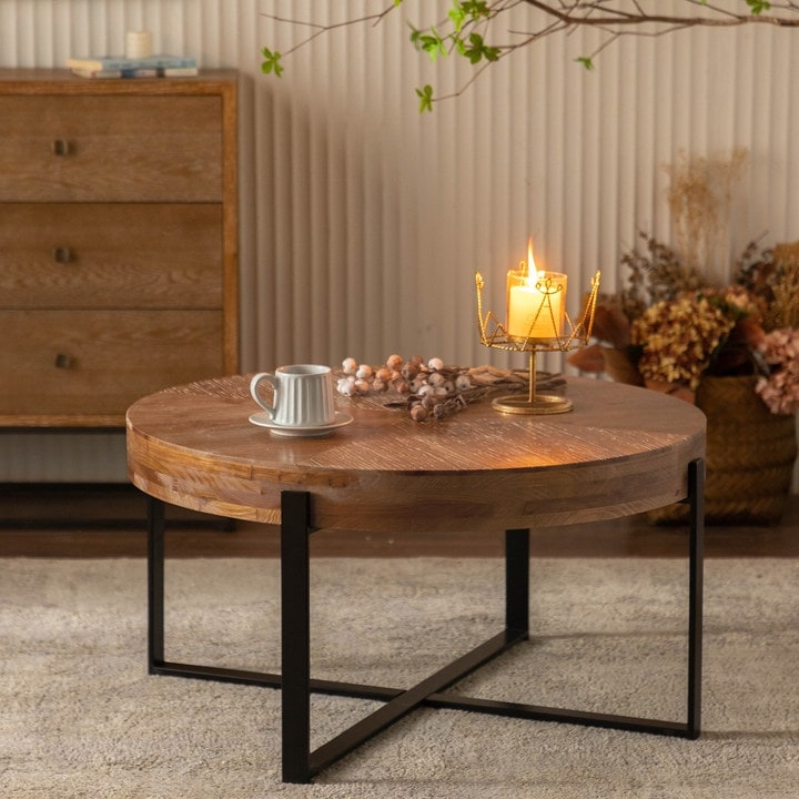 Modern Retro Splicing Round Coffee Table