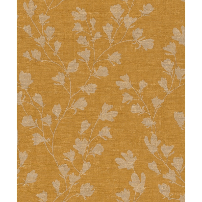 Galerie Wallcoverings Fusion Collection Floral Trail Motif Non-woven Matte Wallpaper Roll - 33 feet x 21 inches - Yellow