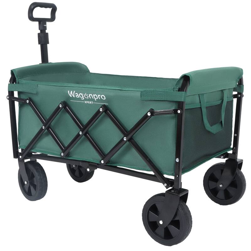 Expandable Dual-Layer Utility Wagon with 100% Extra Space - Grocery Cart for Camping, Shopping, Sports, Gardening, Fishing