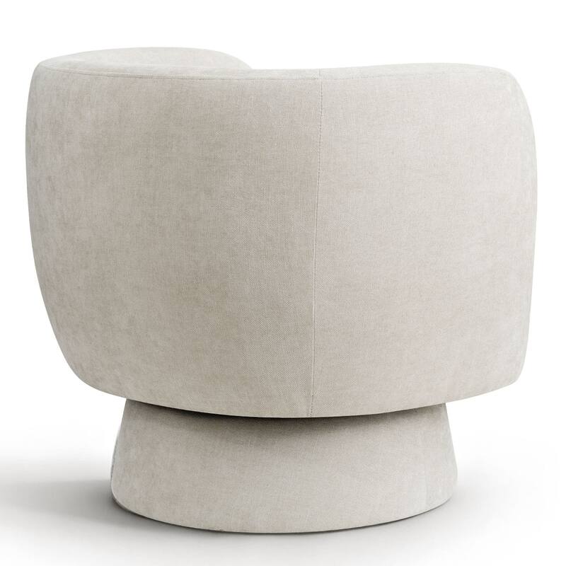Modern Upholstered Swivel Barrel Accent Chair with Curved Back