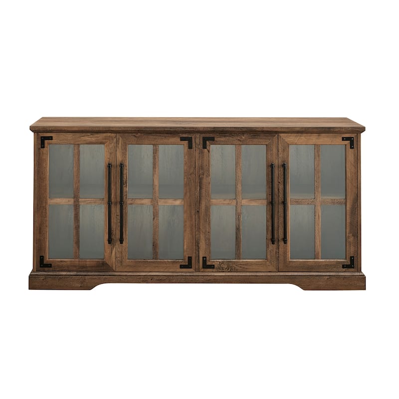 65" TV Stand with Windowpane Glass Doors - Modern Farmhouse Style and Adjustable Shelves
