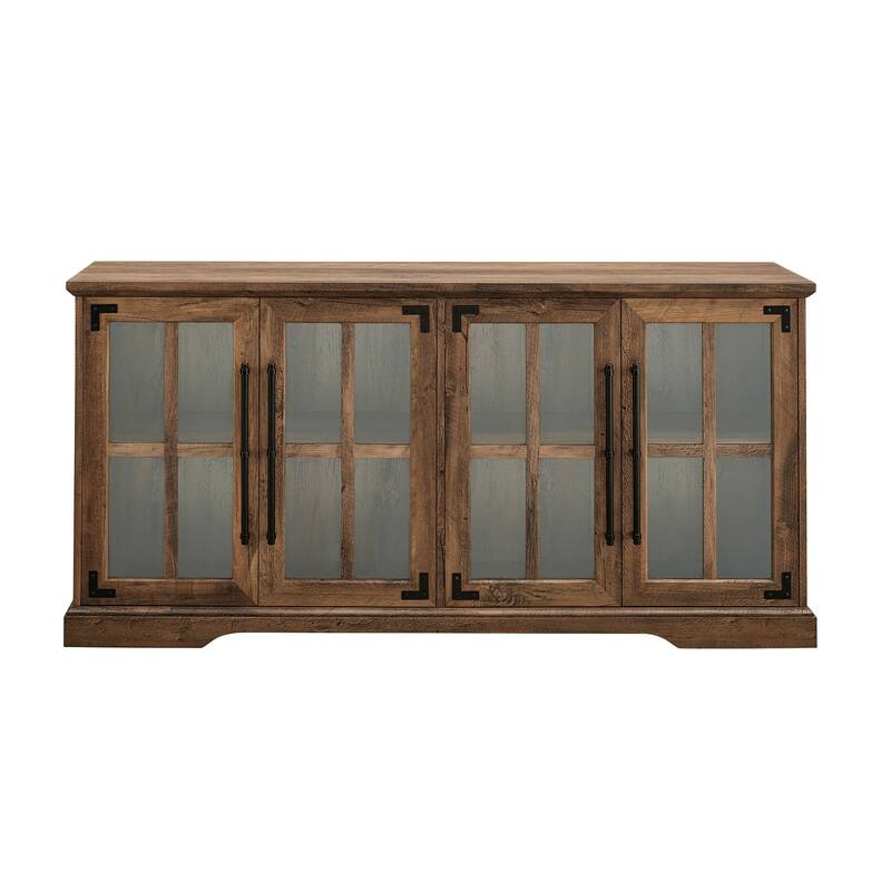 Rustic Windowpane Glass-Door TV Stand for TVs Up to 65" - Modern Farmhouse Design