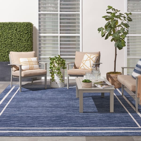 slide 2 of 65, Nourison Essentials Indoor/Outdoor Solid Area Rug 8' x 10' - Navy/Ivory