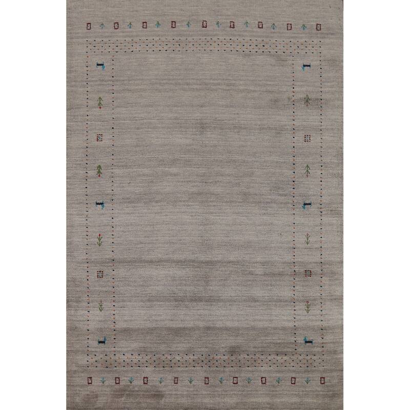 Tribal Gray Gabbeh Oriental Area Rug Handmade Wool Carpet - 5'3"x 7'7"