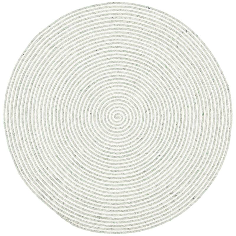 SAFAVIEH, Handmade Braided Bahrie Wool Rug - 3' Round - Green/Ivory