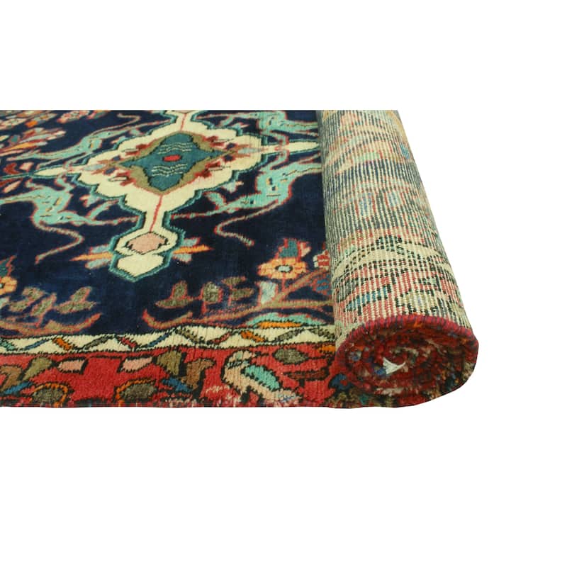 Fine Vintage Distressed Alera Navy/Rust Runner - 3'0" x 8'10"