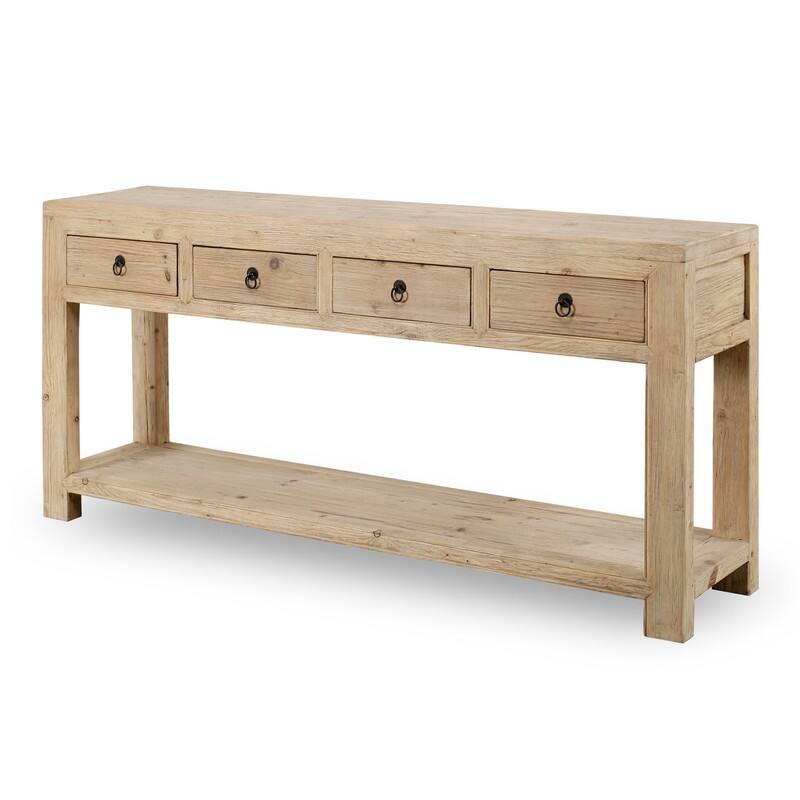70" Long Capri 4 drawers Sideboard Weathered Natural Pinewood Solid Top