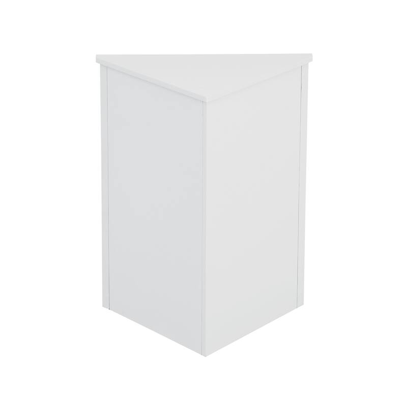 Roomfitters Triangle Corner Bathroom Cabinet, Modern MDF Floor Storage Organizer with Adjustable Shelves & Metal Knobs