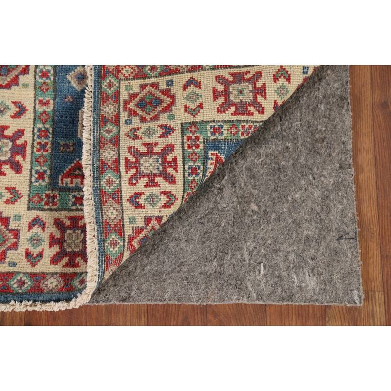 Blue Geometric Kazak Foyer Rug Handmade Wool Carpet - 2'0" x 3'0"