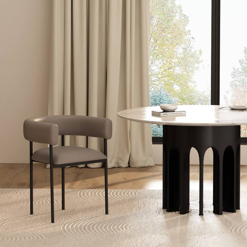 Onda Metal Vegan Leather Dining Chair - Brown