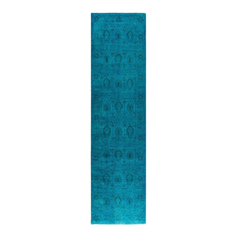 Contemporary Overdyed Wool Hand Knotted Runner - 2' 5" x 9' 8"