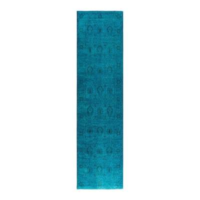 Contemporary Overdyed Wool Hand Knotted Runner - 2' 5" x 9' 8"