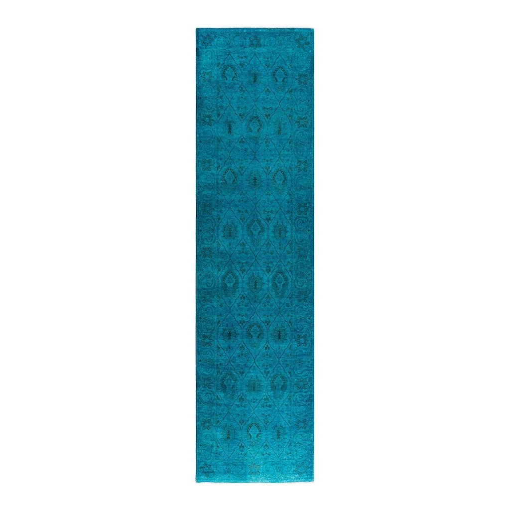 Contemporary Overdyed Wool Hand Knotted Runner - 2' 5" x 9' 8"
