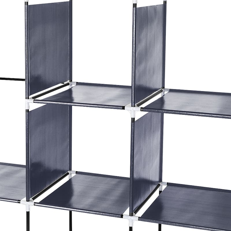 Clothes Closet Portable Wardrobe 12-shelf 4-pocket Storage Rack