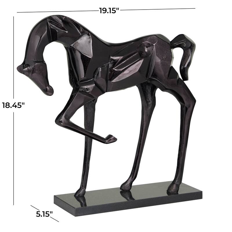 Majestic Aluminum Metal Horse Sculpture - Silver, Gold, Black