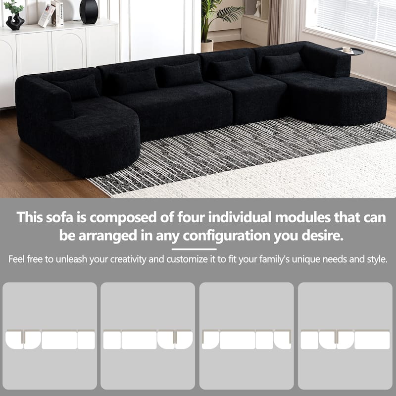 143.7inch Upholstered Sofa Free-combined Sofa Couch