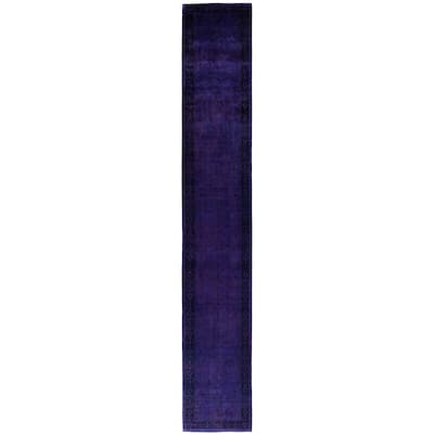 Overdyed One-of-a-Kind Hand-Knotted Area Rug - Purple - 2' 9" x 17' 8"