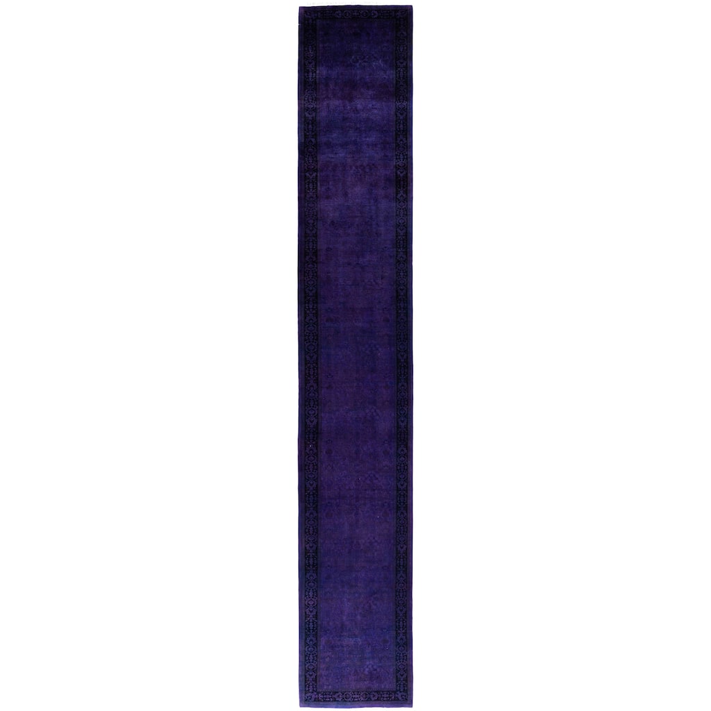 Overdyed One-of-a-Kind Hand-Knotted Area Rug - Purple - 2' 9" x 17' 8"