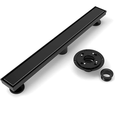 matte black 24 inch Linear shower drain with ABS base - 24 X 2.75